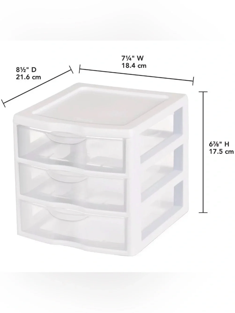 Clear 3 Drawer Desktop Storage Bin Organizer Container White